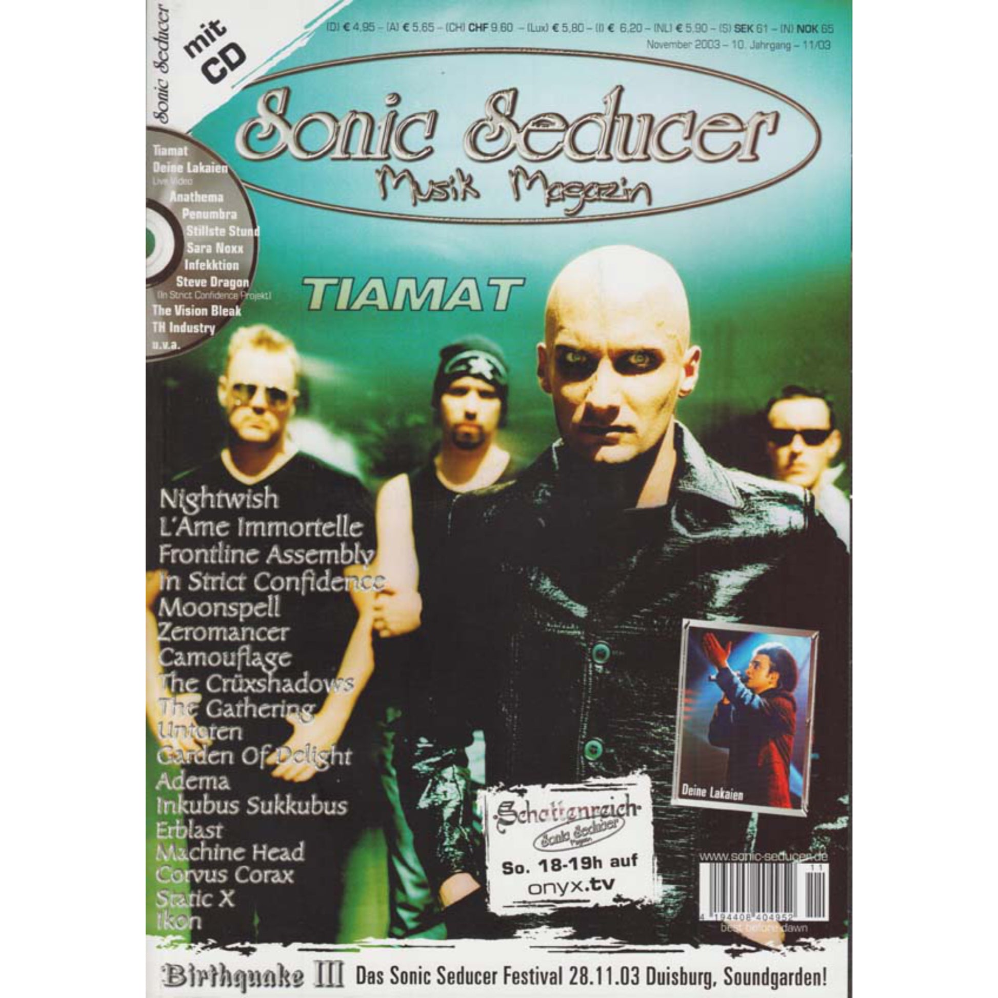 Sonic Seducer Magazin Deutschland 2003-11 Tiamat Deine Lakaien Nightwish L'Ame Immortelle Frontline Assembly