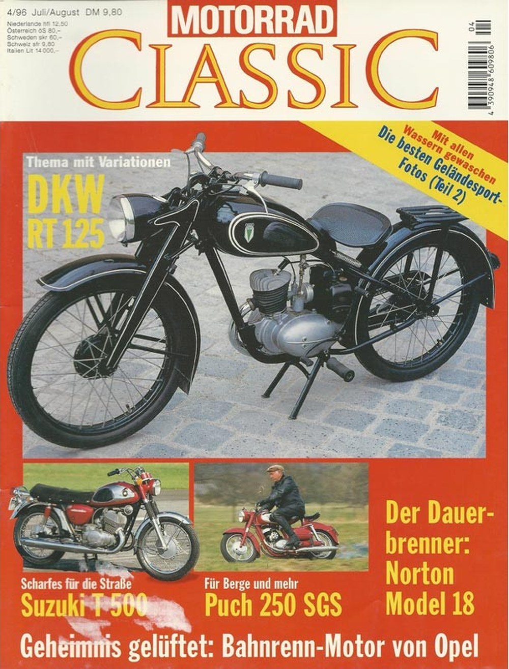 Motorrad Classic Magazin Deutschland 1996-04 Klassische Motorräder DKW RT 125 Suzuki T 500