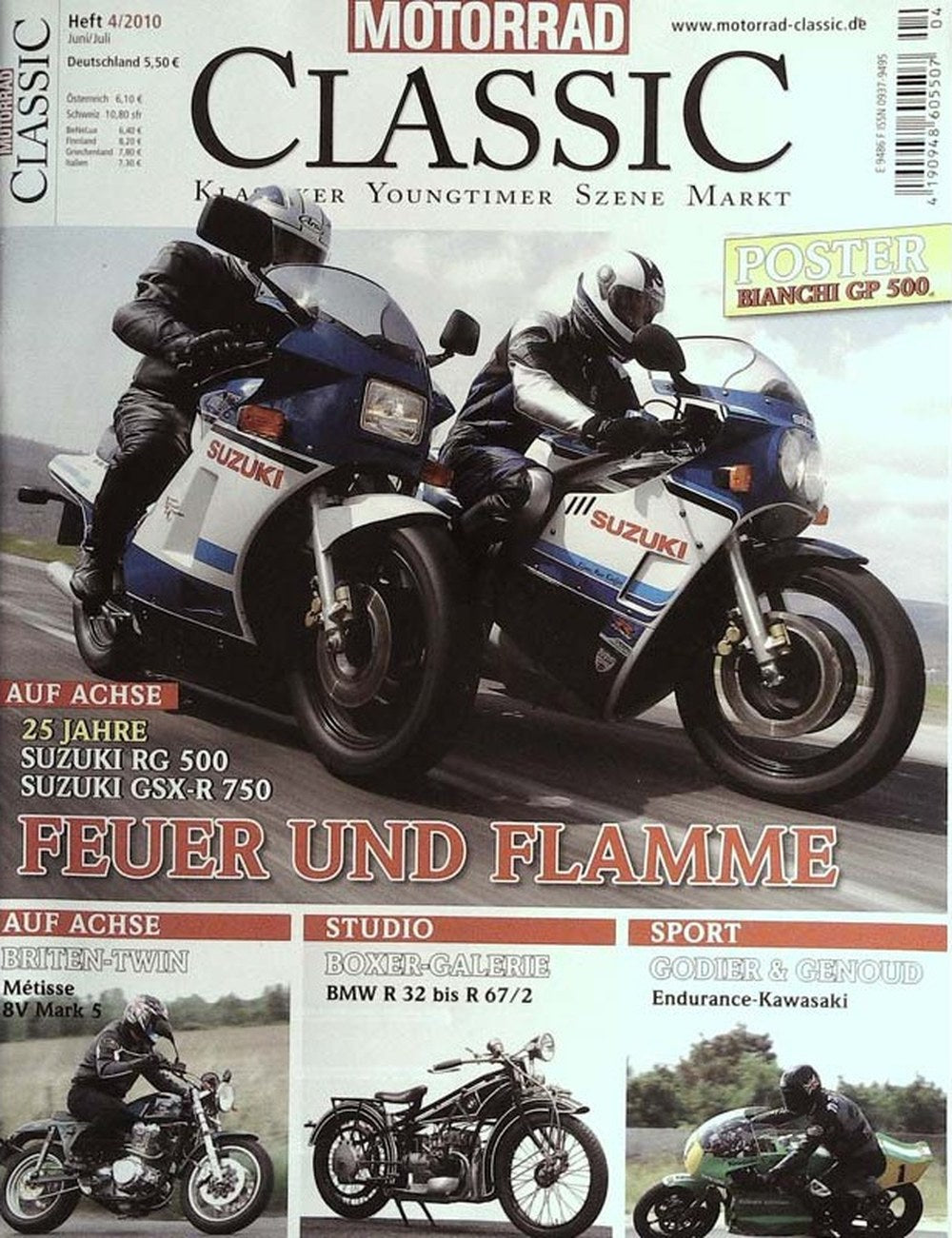 Motorrad Classic Magazin Deutschland 2010-04 Suzuki RG 500 Suzuki GSX-R 750 Godier & Genoud Métisse 8V Mark 5 BMW R 32