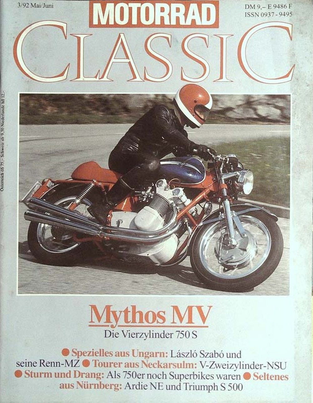 Motorrad Classic Magazin Deutschland 1992-03 László Szabó MV Agusta NSU Ardie Triumph