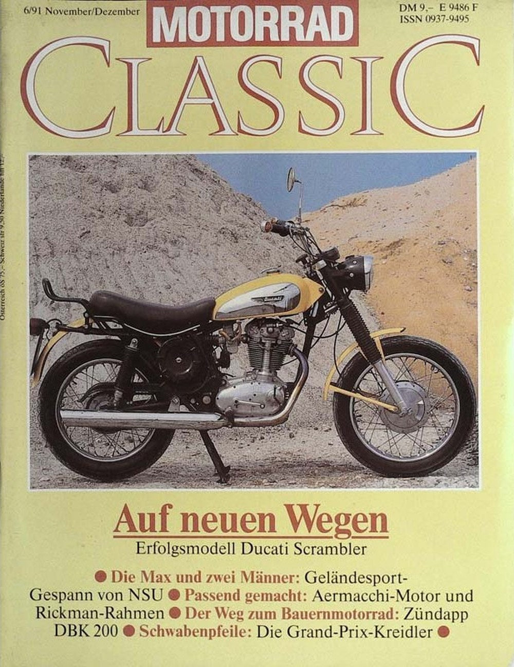Motorrad Classic Magazin Deutschland 1991-06 Ducati NSU Aermacchi Rickman Zündapp