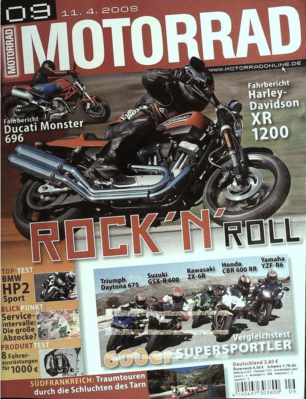 Motorrad Magazin Deutschland 2008-09 Motorrad Harley-Davidson XR 1200 Ducati Monster 696