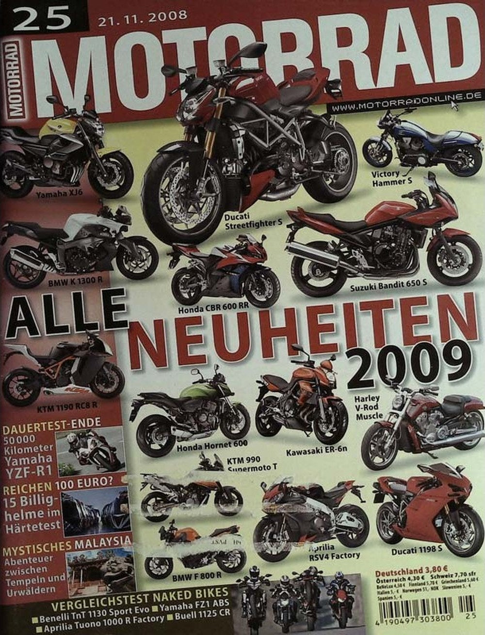 Motorrad Magazin Deutschland 2008-25 Motorräder Neuheiten 2009 Yamaha XJ6