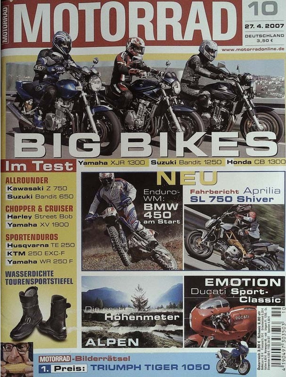Motorrad Magazin Deutschland 2007-10 Big Bikes Yamaha XJR 1300 Suzuki Bandit 1250