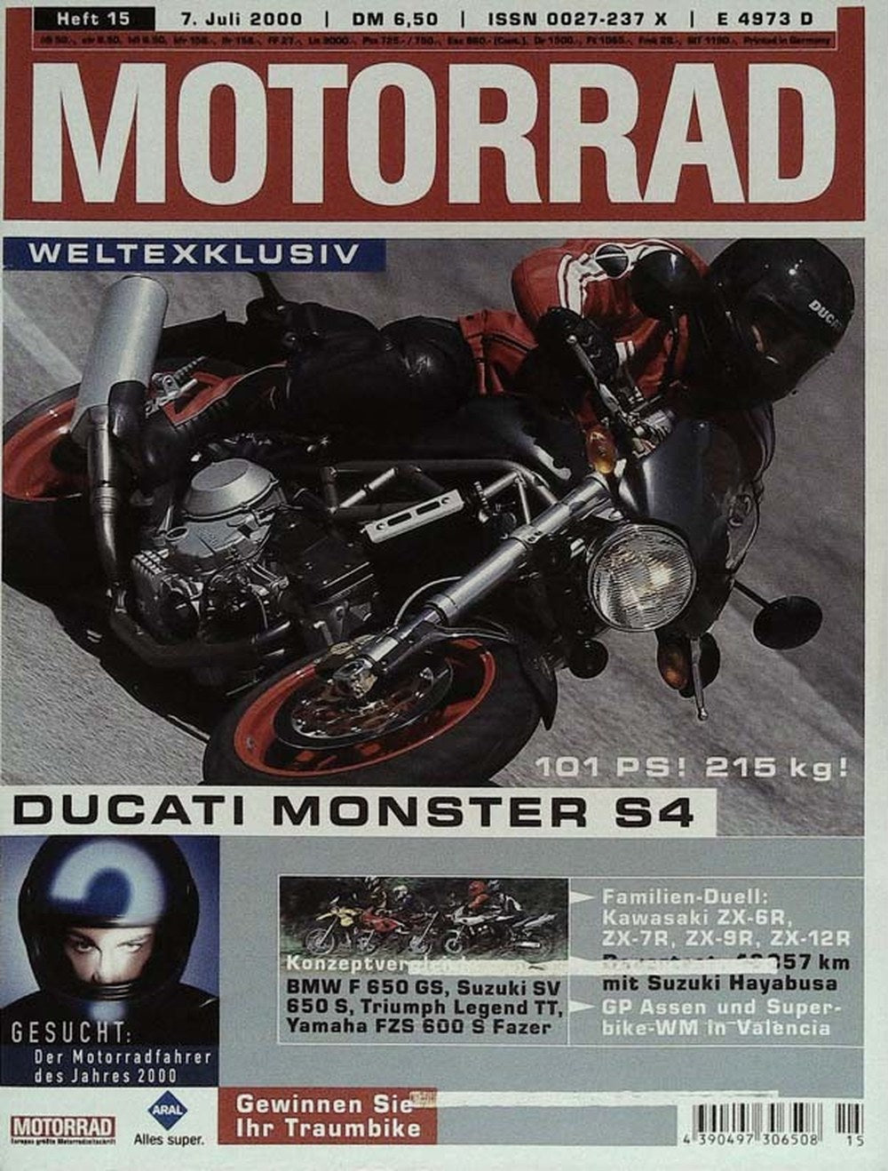 Motorrad Magazin Deutschland 2000-15 Ducati Monster S4 Motorrad-Test Kawasaki ZX-6R