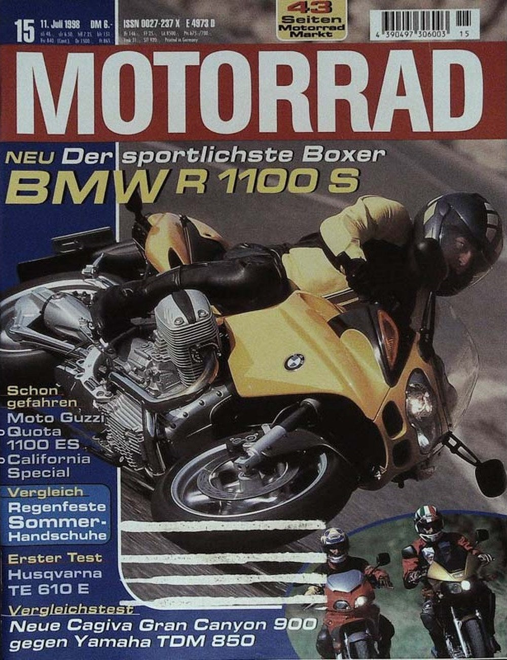 Motorrad Magazin Deutschland 1998-15 BMW R 1100 S Boxer-Motor Moto Guzzi Quota 1100 ES