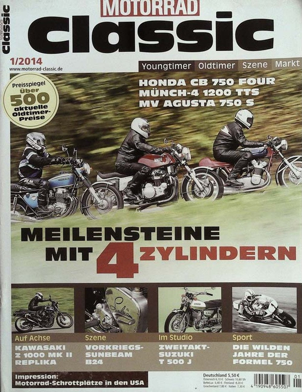 Motorrad Classic Magazin Deutschland 2014-01 Klassische Motorräder Honda CB 750 Four Münch-4 1200 TTS