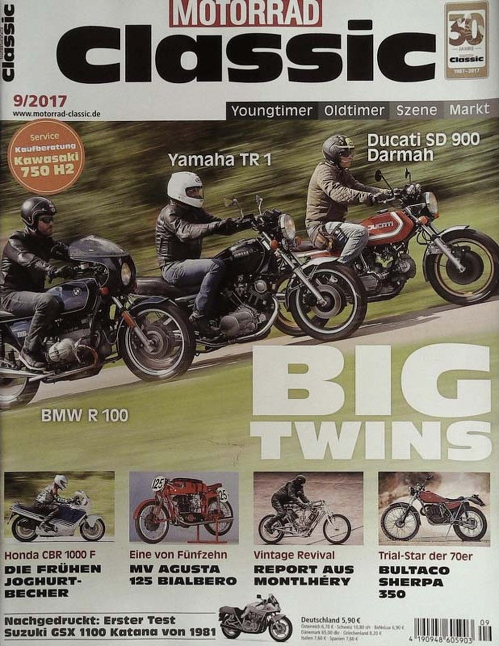Motorrad Classic Magazin Deutschland 2017-09 Big Twins BMW R 100 Yamaha TR 1