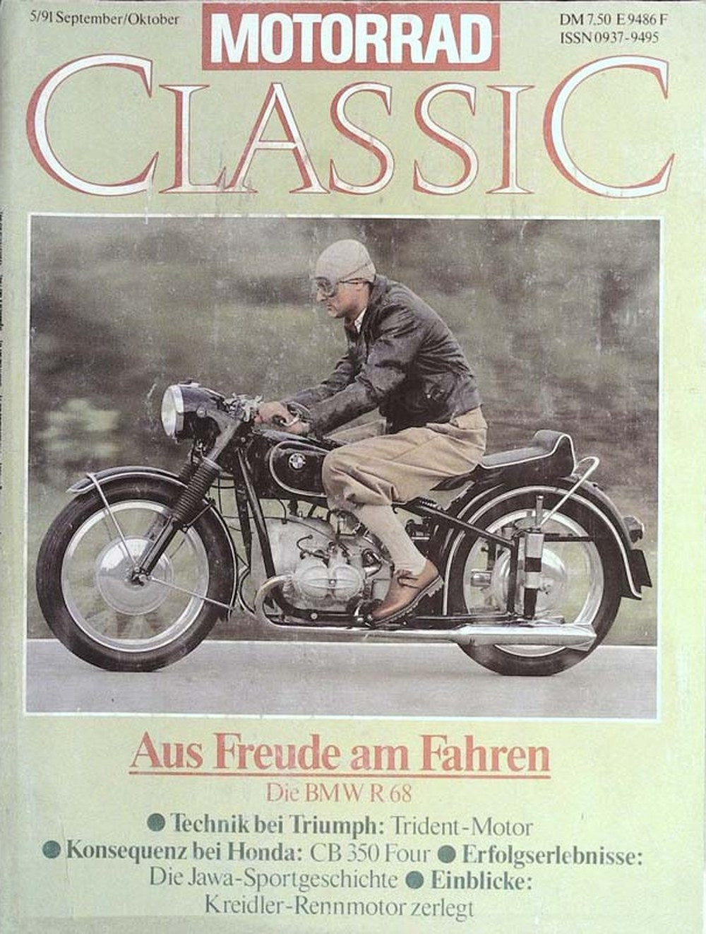 Motorrad Classic Magazin Deutschland 1991-05 BMW R 68 Triumph Trident-Motor Honda CB 350 Four