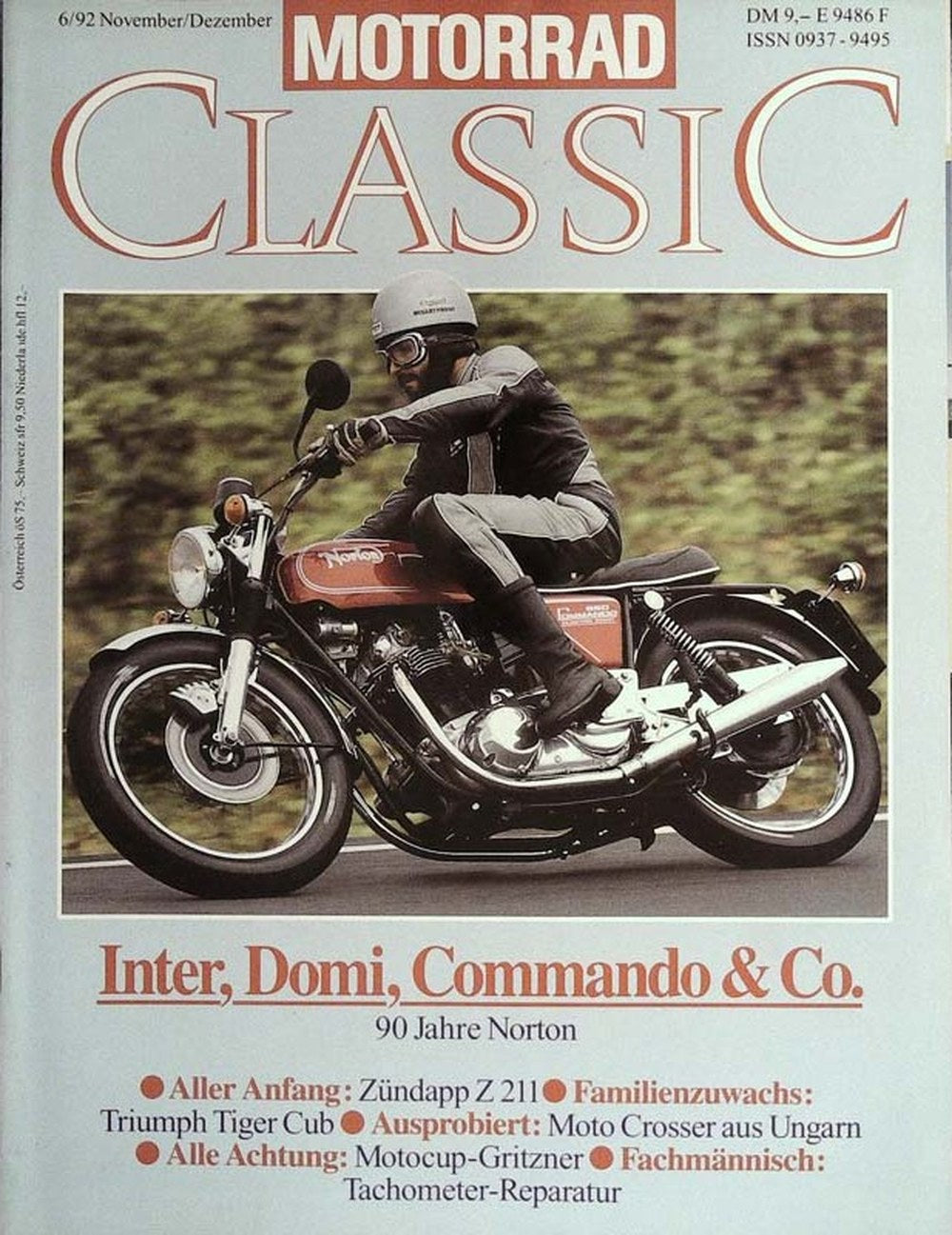 Motorrad Classic Magazin Deutschland 1992-06 Norton Zündapp Triumph