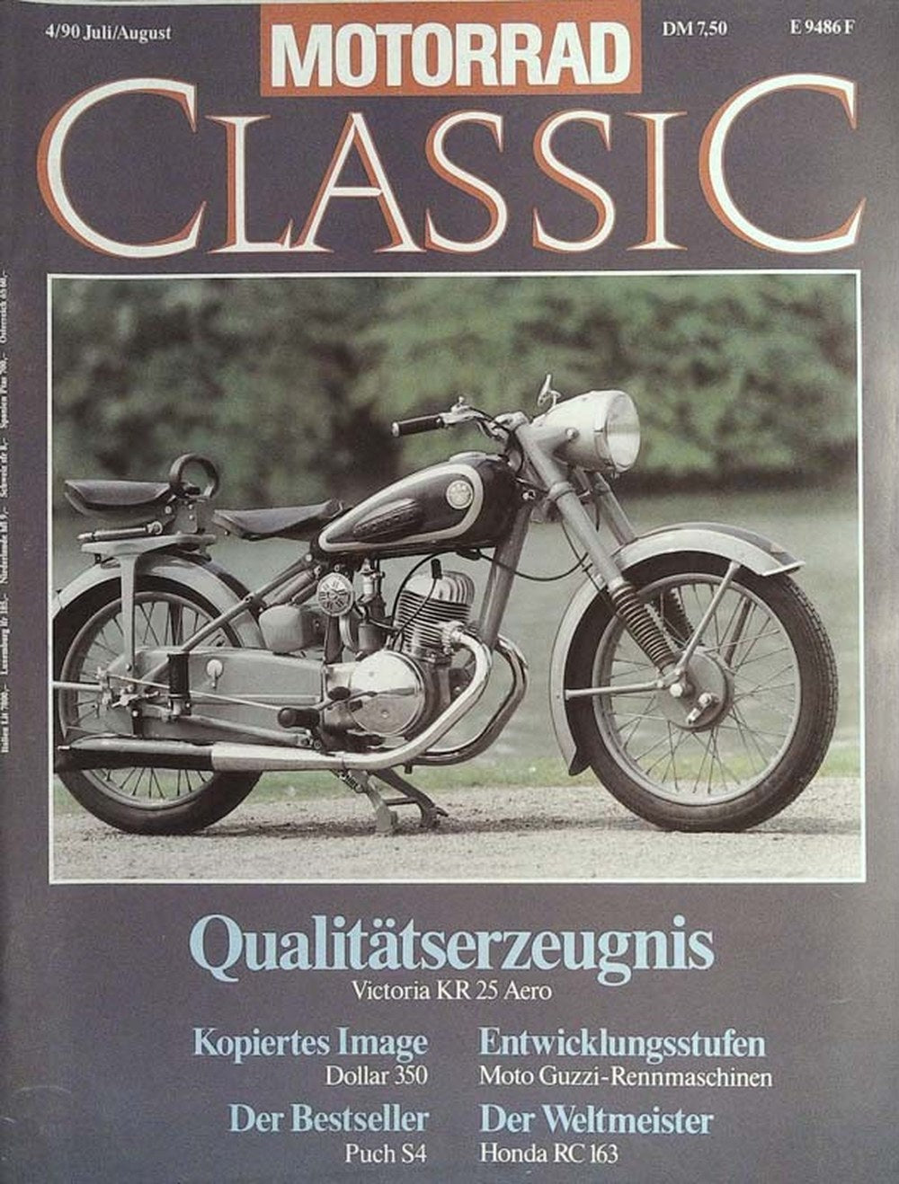 Motorrad Classic Magazin Deutschland 1990-04 Victoria KR 25 Aero Dollar 350 Moto Guzzi-Rennmaschinen