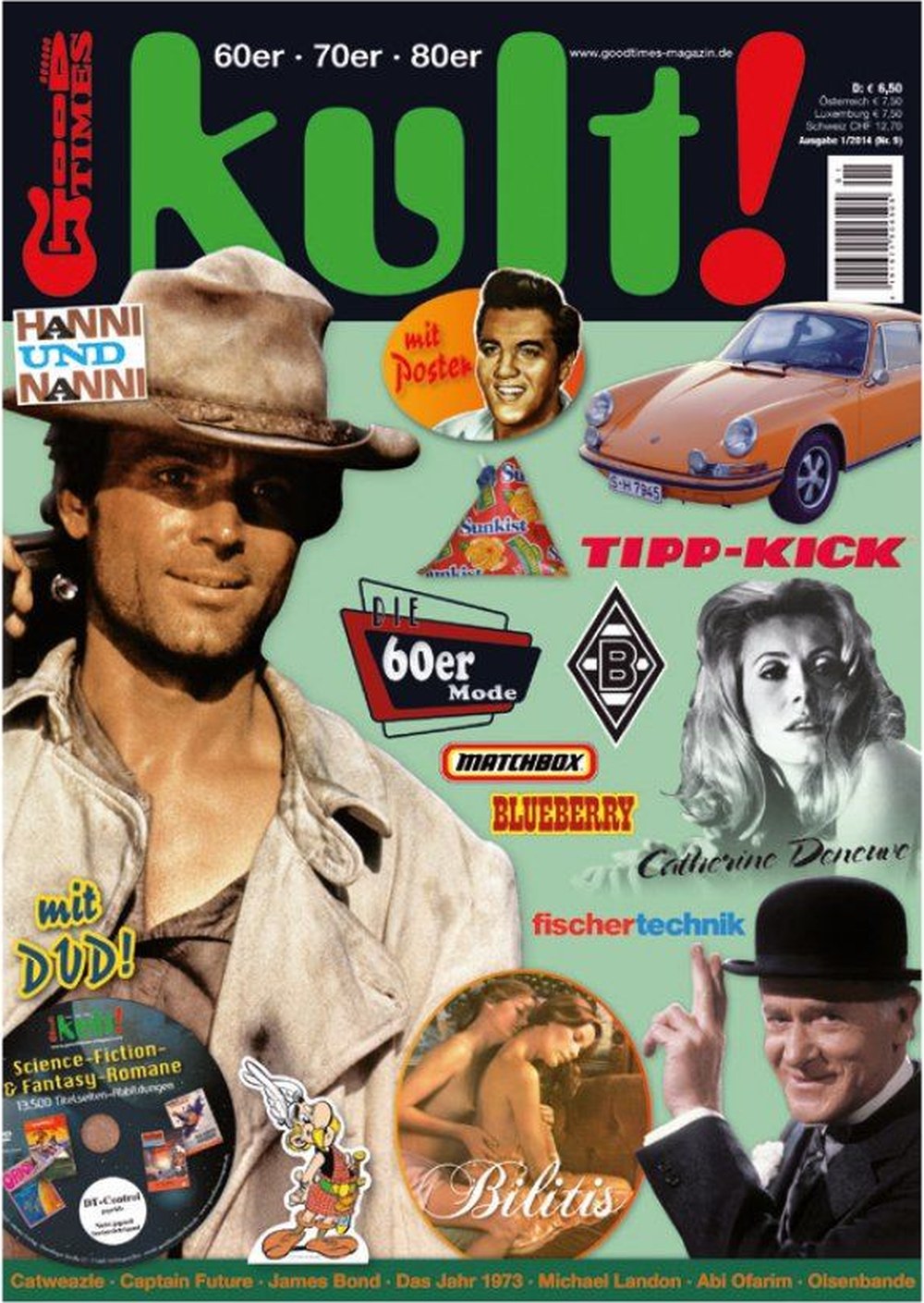 Kult Magazin Deutschland 2014-01 Terence Hill Elvis Presley Catherine Deneuve Michael Landon Abi Ofarim