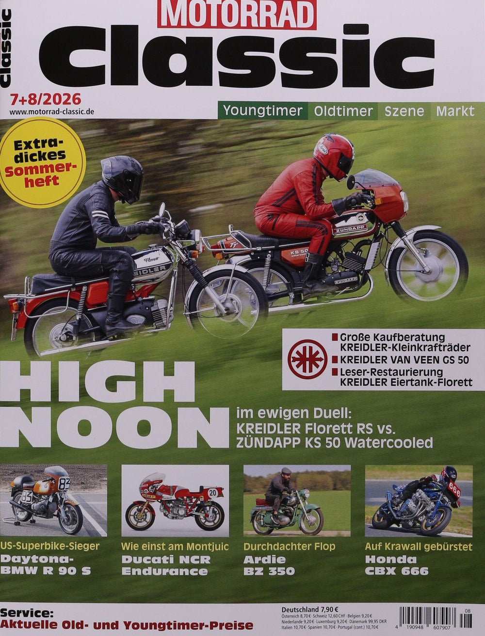 Motorrad Classic Magazin Deutschland 2026-08 Kreidler Florett RS Zündapp KS 50 Wassergekühlt Kreidler Kleinkrafträder