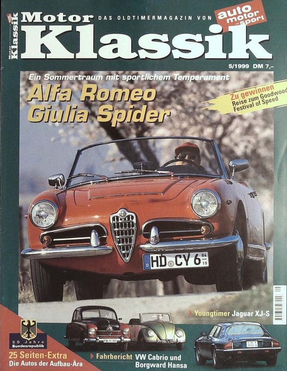 Motor Klassik Magazin Deutschland 1999-05 Alfa Romeo Giulia Spider Jaguar XJ-S VW Cabrio