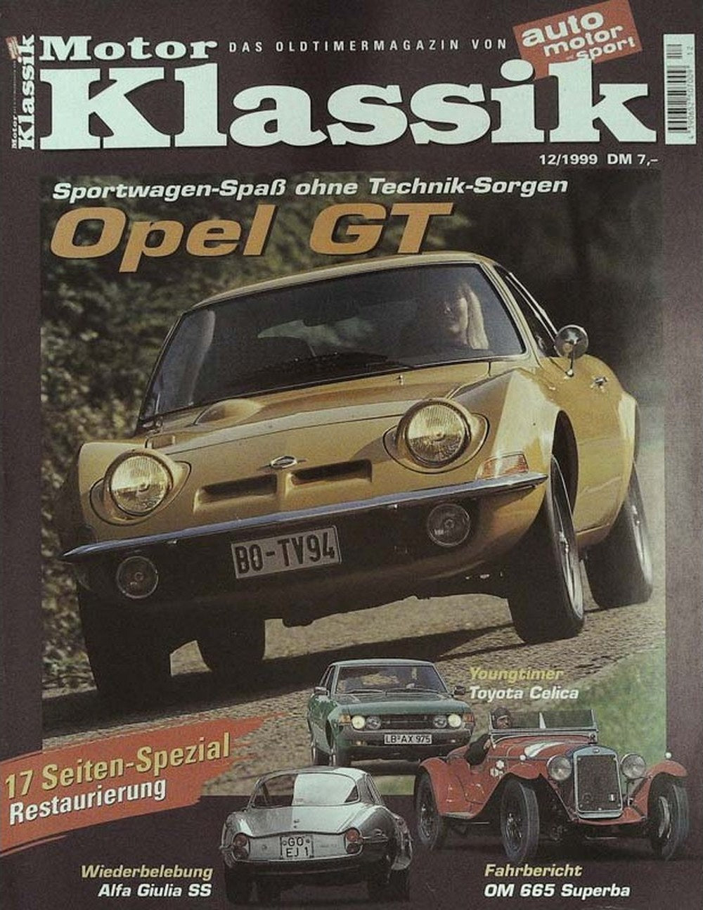 Motor Klassik Magazin Deutschland 1999-12 Opel GT Youngtimer Toyota Celica