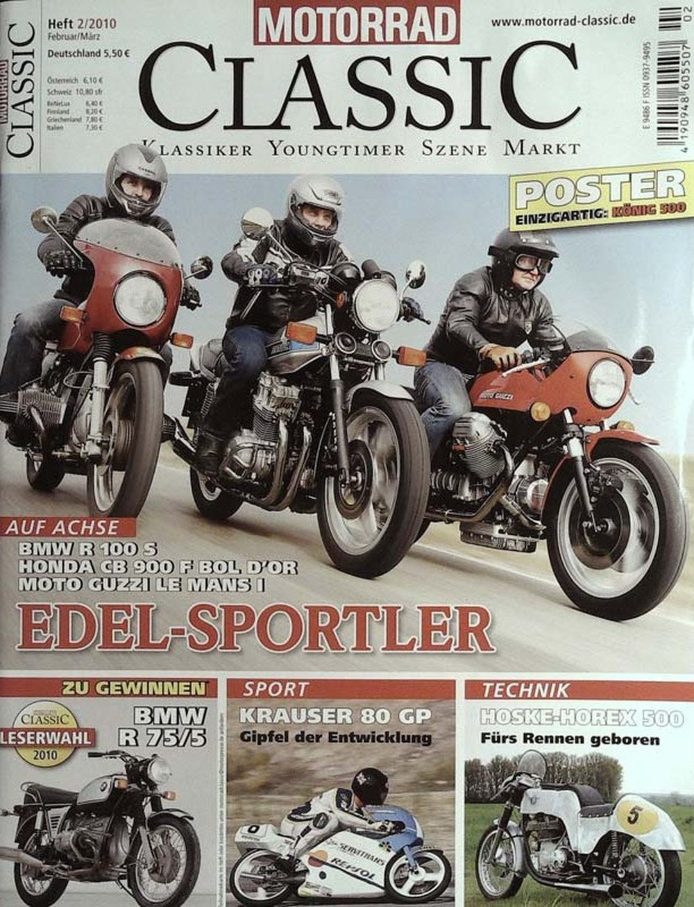 Motorrad Classic Magazin Deutschland 2010-02 BMW R 100 S Honda CB 900 F Bol D'Or Moto Guzzi Le Mans I