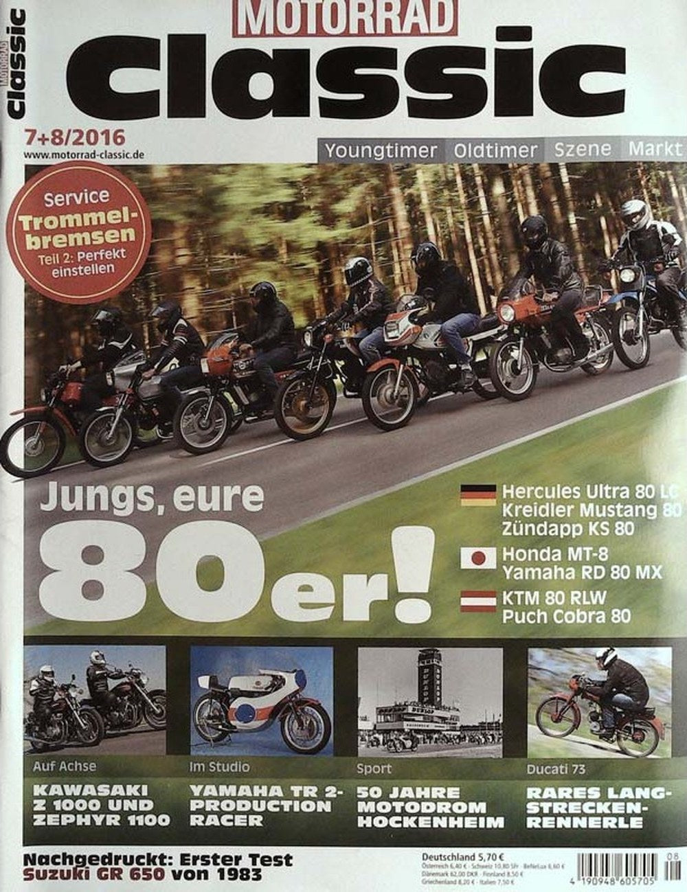 Motorrad Classic Magazin Deutschland 2016-08 80er Motorräder Hercules Ultra 80 LC Kreidler Mustang 80