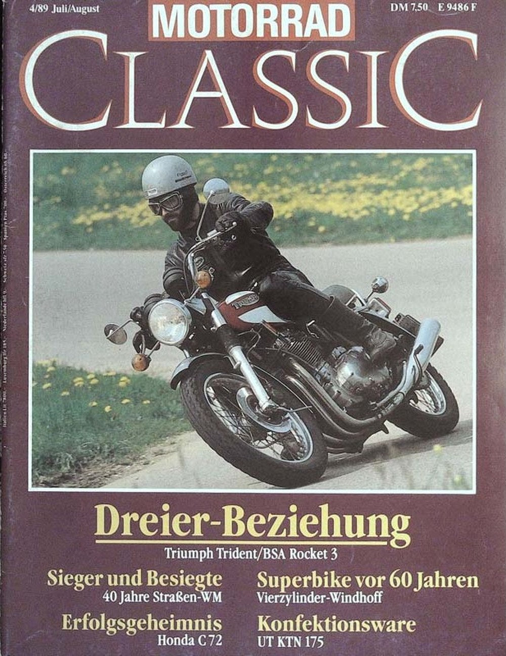 Motorrad Classic Magazin Deutschland 1989-04 Triumph Trident BSA Rocket 3 Straßen-WM