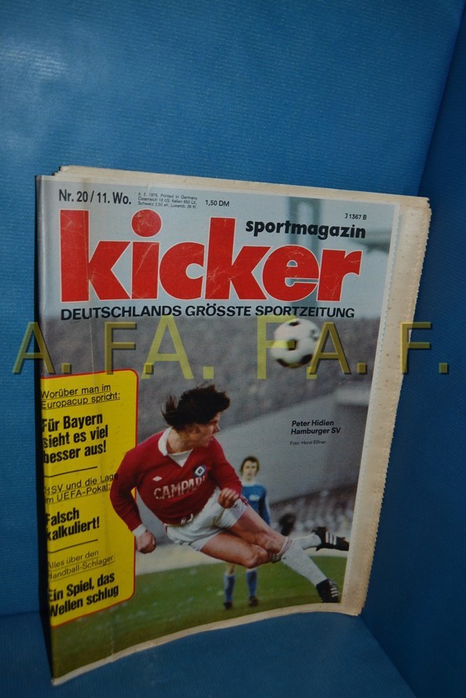 Kicker Magasin Tyskland 1976-20 Peter Hidien Hamburger SV Bayern Munich HSV Originaludgave