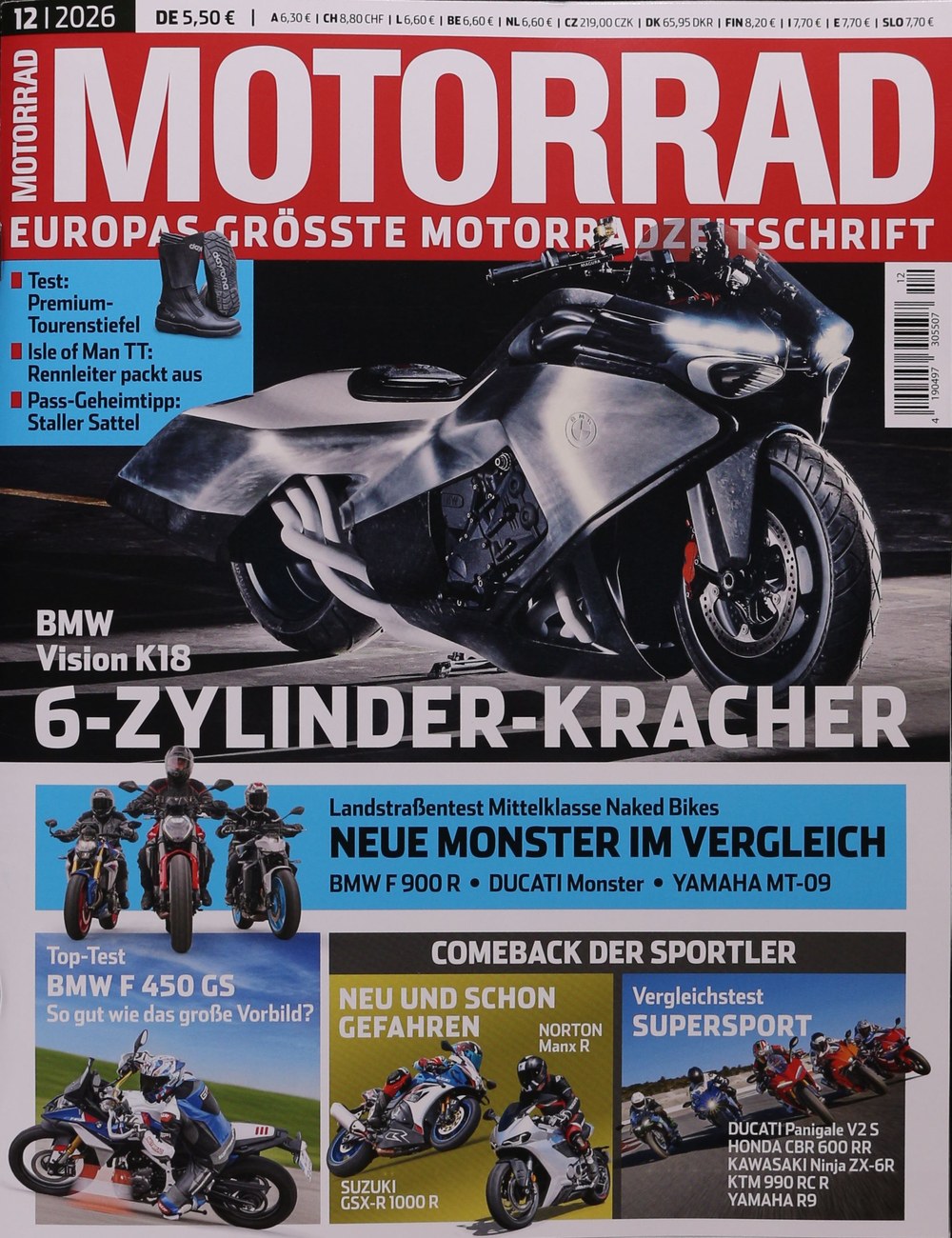 Motorrad Magazin Deutschland 2026-12 Motorrad BMW Vision K18 6-Zylinder