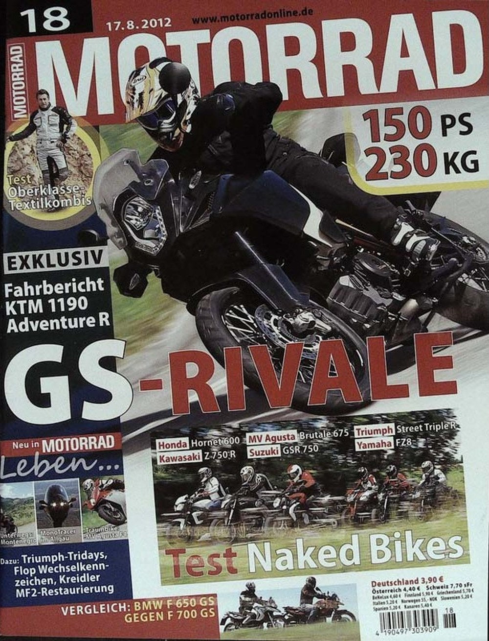 Motorrad Magazin Deutschland 2012-18 Honda MV Agusta Triumph Kawasaki Suzuki
