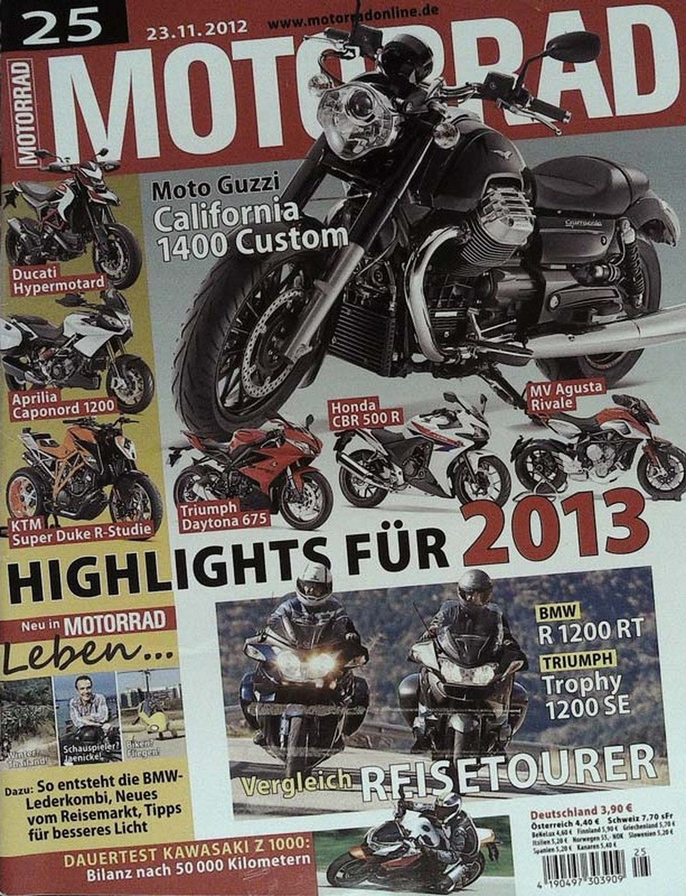 Motorrad Magazin Deutschland 2012-25 Moto Guzzi California 1400 Custom Ducati Hypermotard Aprilia Caponord 1200