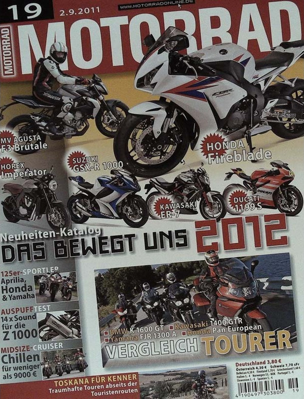 Motorrad Magazin Deutschland 2011-19 Motorrad Honda Fireblade Suzuki GSX-R 1000