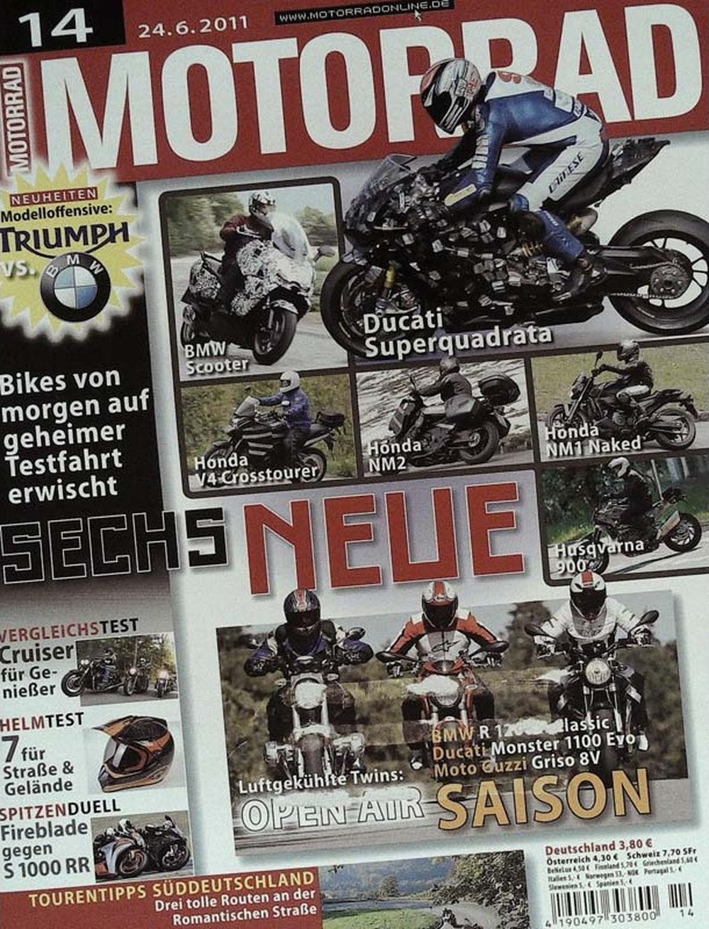 Motorrad Magazin Deutschland 2011-14 Triumph BMW Motorrad Ducati Honda Husqvarna