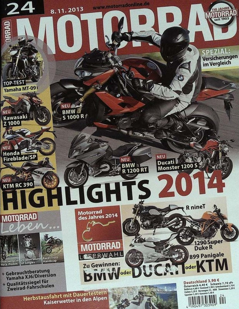 Motorrad Magazin Deutschland 2013-24 BMW S 1000 R BMW R 1200 RT Ducati Monster 1200 S