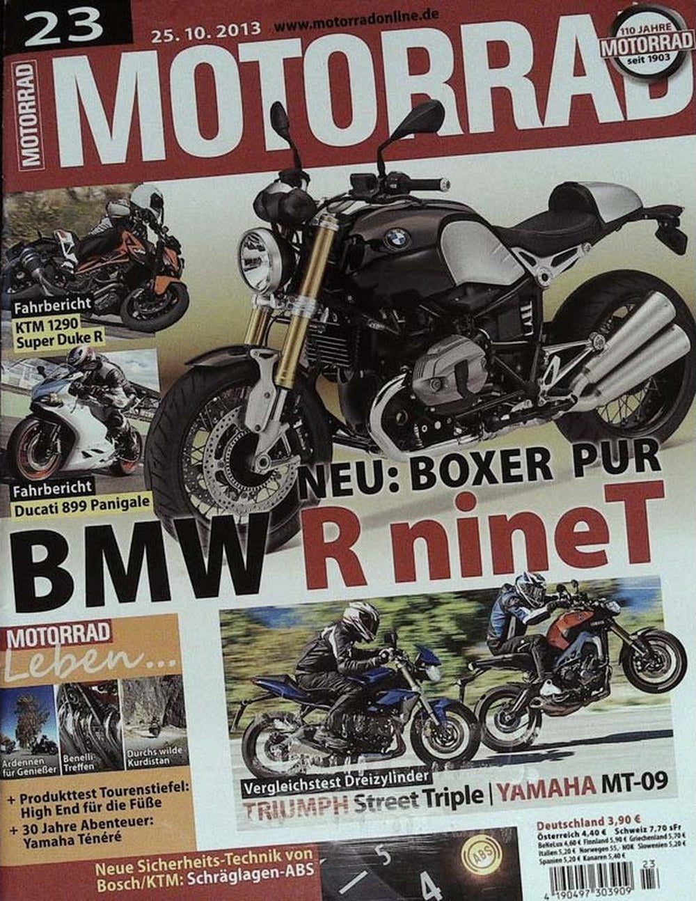 Motorrad Magazin Deutschland 2013-23 BMW R NineT KTM 1290 Super Duke R Ducati 899 Panigale