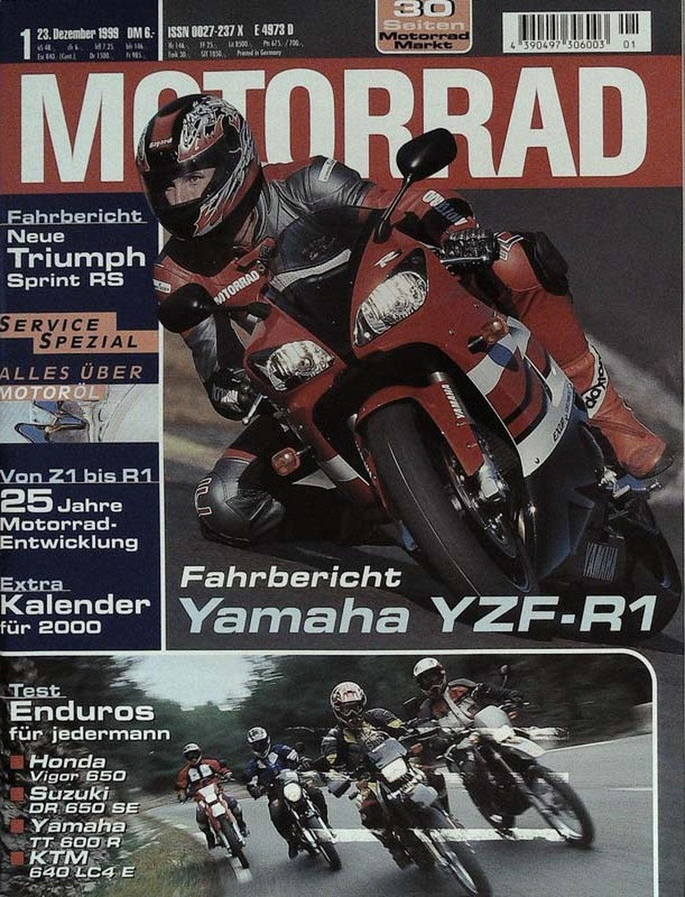 Motorrad Magazin Deutschland 1999-01 Yamaha YZF-R1 Triumph Sprint RS Motoröl