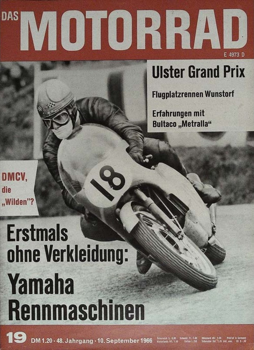 Motorrad Magazin Deutschland 1966-19 Motorradrennsport Yamaha Rennmotorräder Ulster Grand Prix