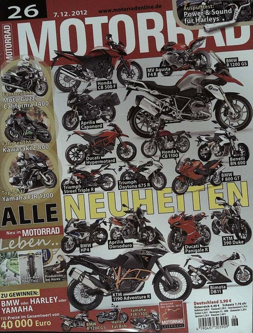Motorrad Magazin Deutschland 2012-26 Motorräder Neuheiten Honda CB 500 F