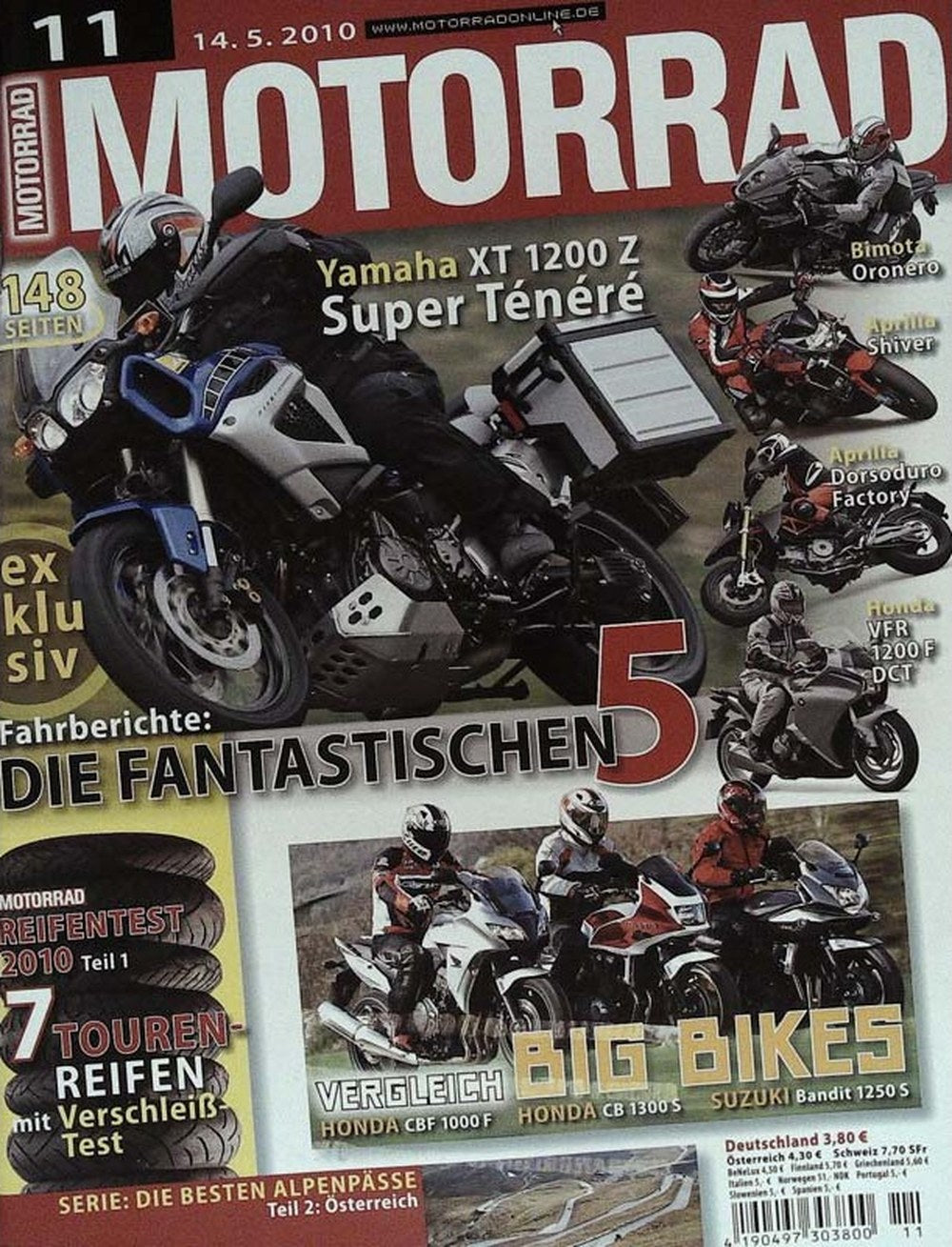 Motorrad Magazin Deutschland 2010-11 Yamaha XT 1200 Z Super Ténéré Bimota Oronero Aprilia Shiver