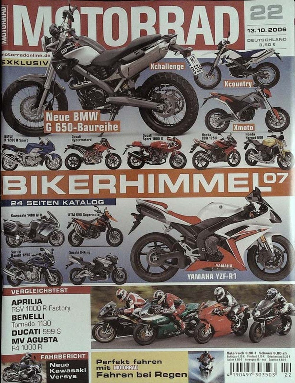 Motorrad Magazin Deutschland 2006-22 Motorrad BMW G 650 Yamaha YZF-R1