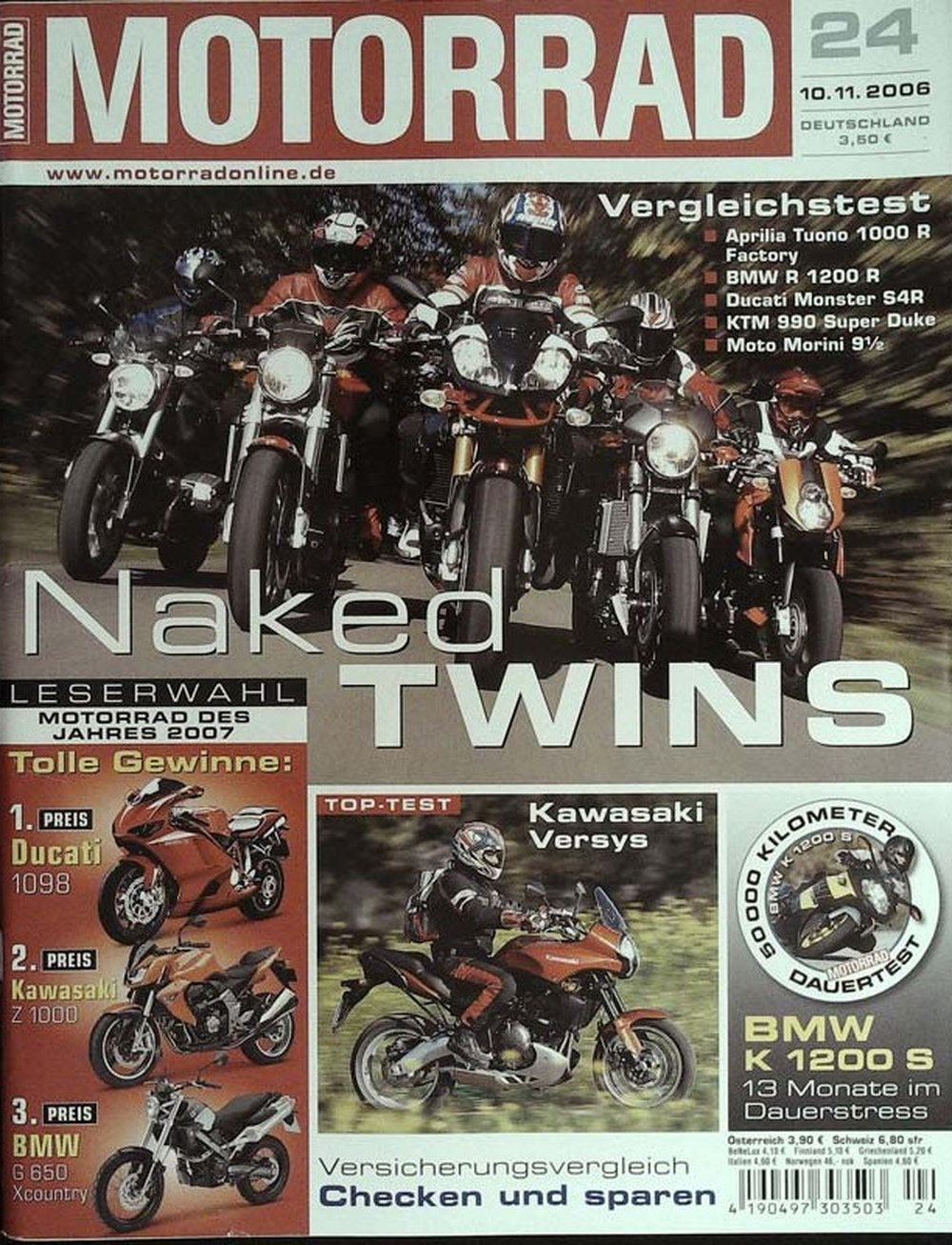 Motorrad Magazin Deutschland 2006-24 Naked Bikes Vergleichstest Aprilia Tuono 1000 R Factory