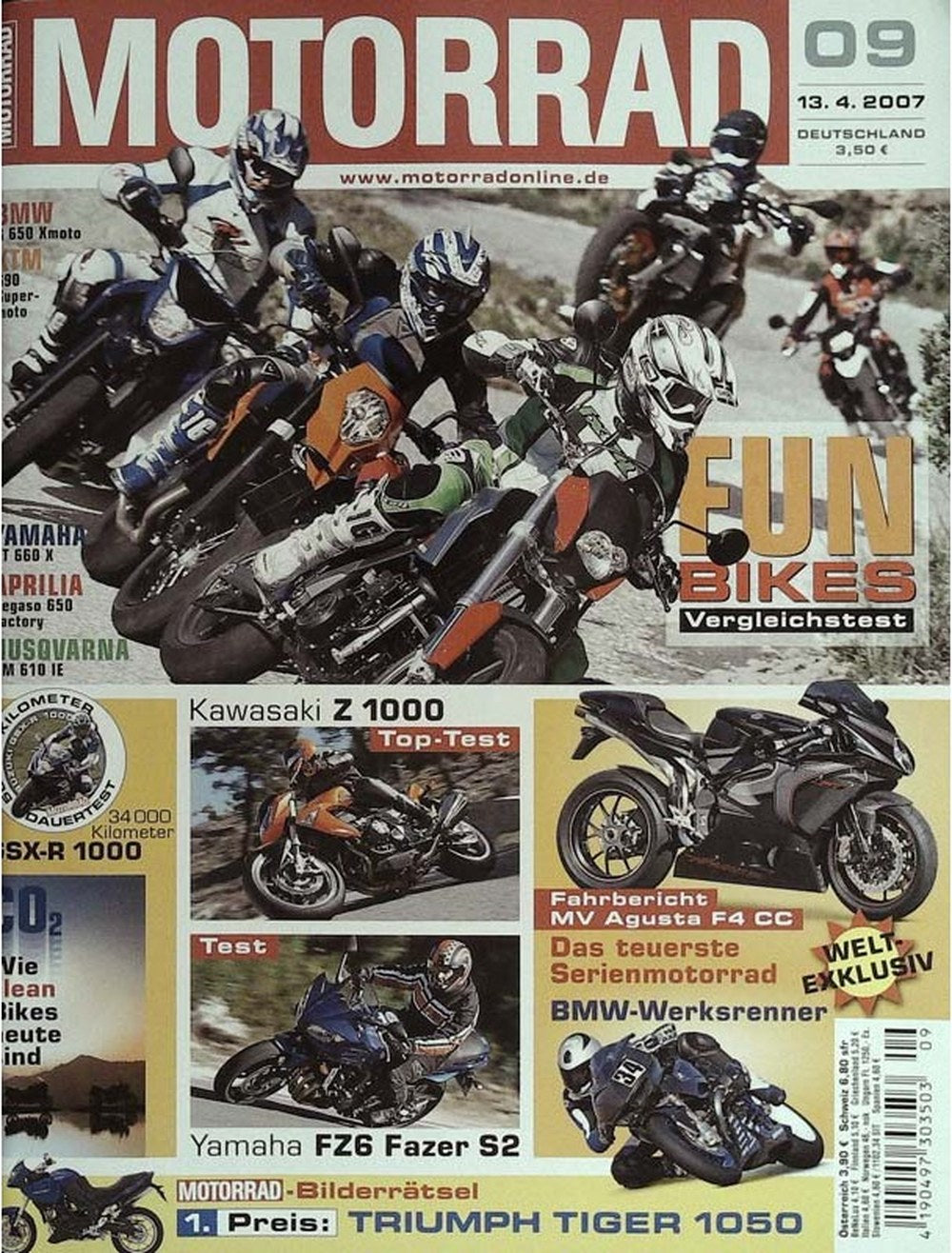 Motorrad Magazin Deutschland 2007-09 Motorrad Fun Bikes Vergleichstest
