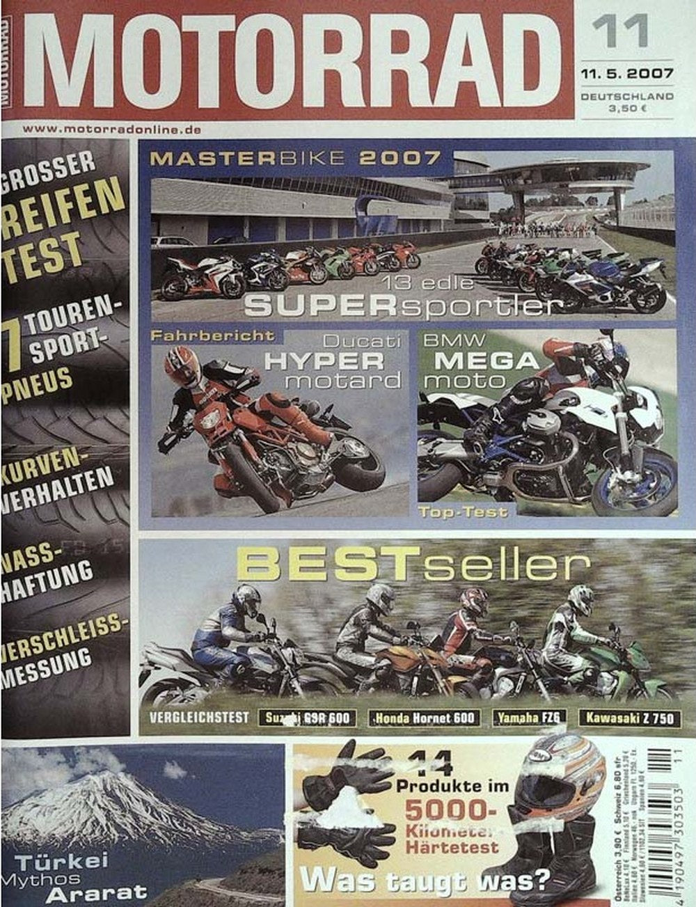 Motorrad Magazin Deutschland 2007-11 Masterbike 2007 Supersportler Reifentest