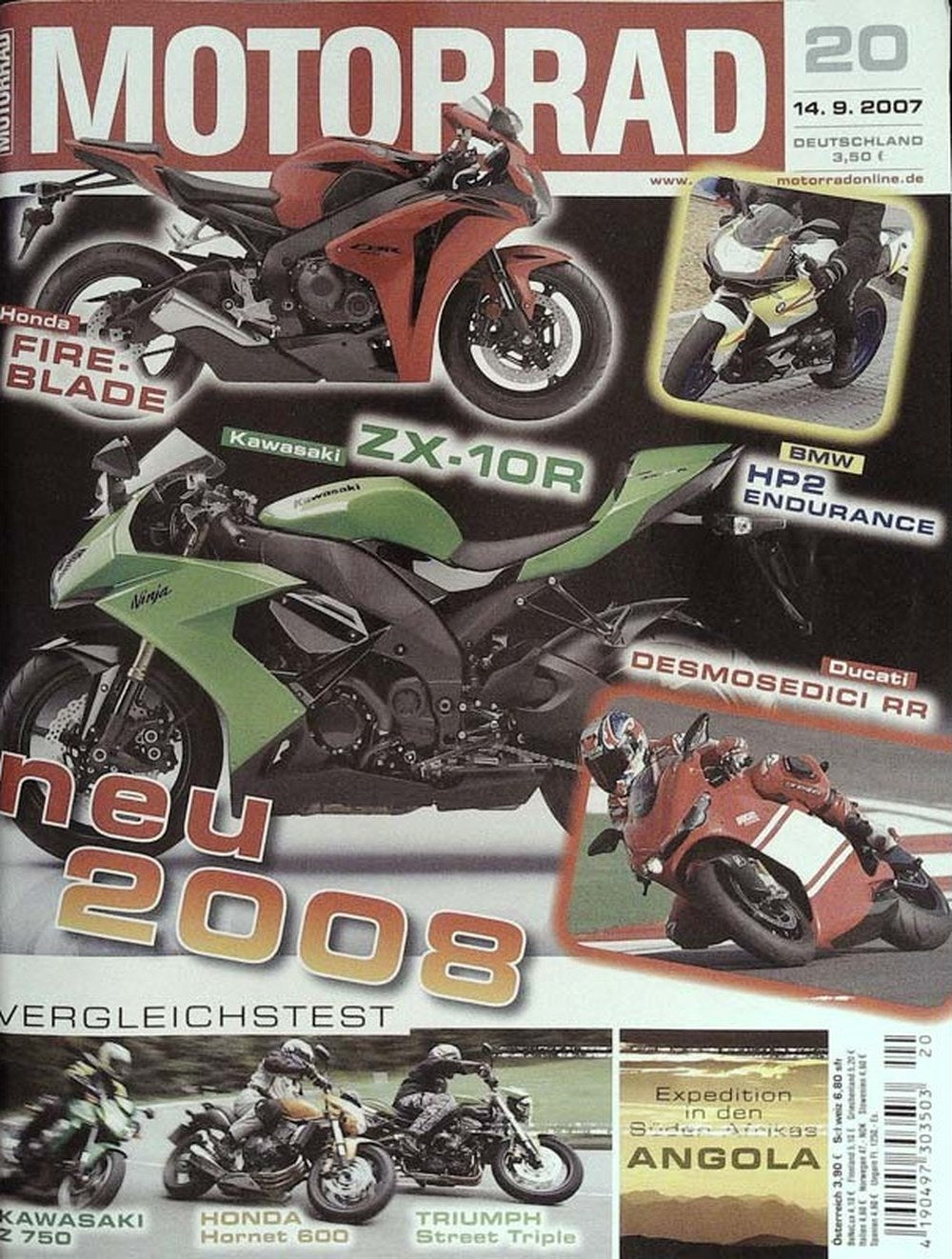 Motorrad Magazin Deutschland 2007-20 Motorrad Honda Fire Blade Kawasaki ZX-10R