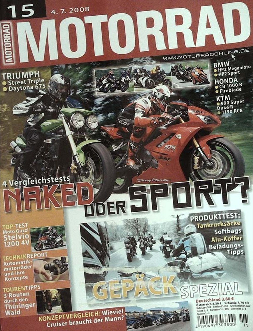 Motorrad Magazin Deutschland 2008-15 Triumph BMW Honda KTM Moto Guzzi