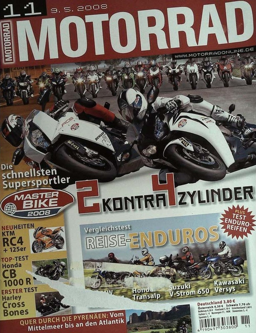 Motorrad Magazin Deutschland 2008-11 Supersportler Motorrad 4-Zylinder