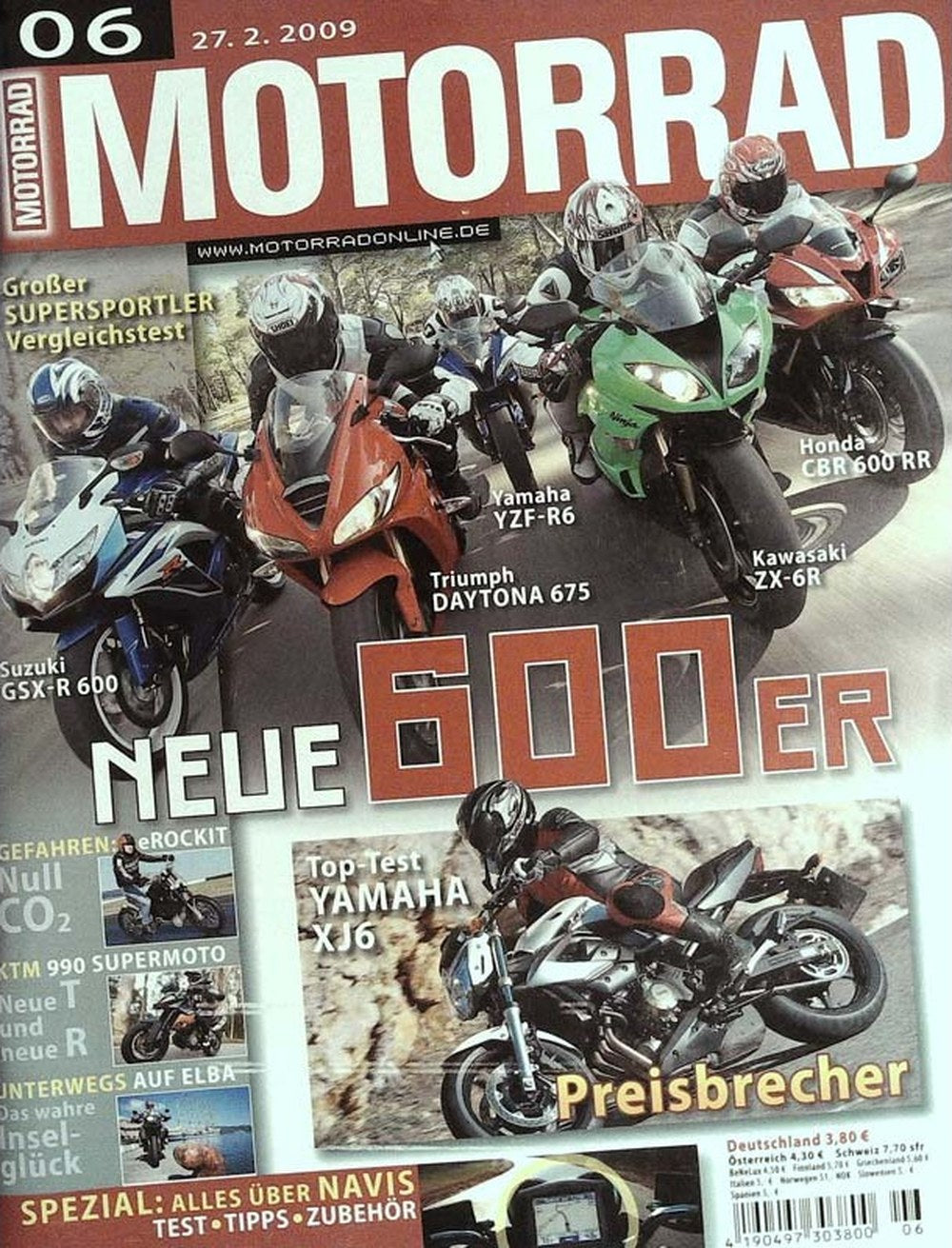 Motorrad Magazin Deutschland 2009-06 Supersportler Motorrad Suzuki GSX-R 600