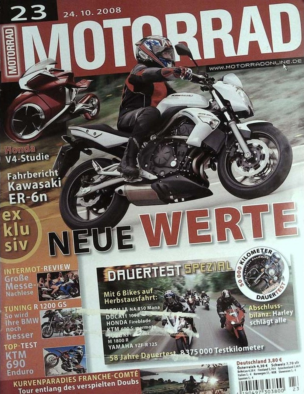 Motorrad Magazin Deutschland 2008-23 Kawasaki ER-6n Honda Kawasaki Ducati KTM