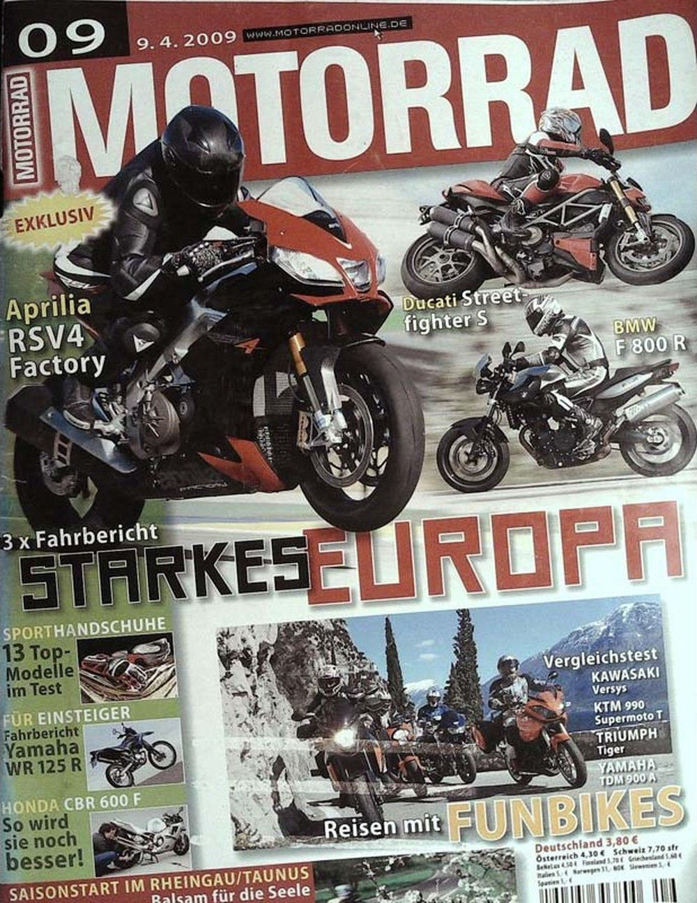 Motorrad Magazin Deutschland 2009-09 Aprilia RSV4 Factory Ducati Streetfighter S BMW F 800 R