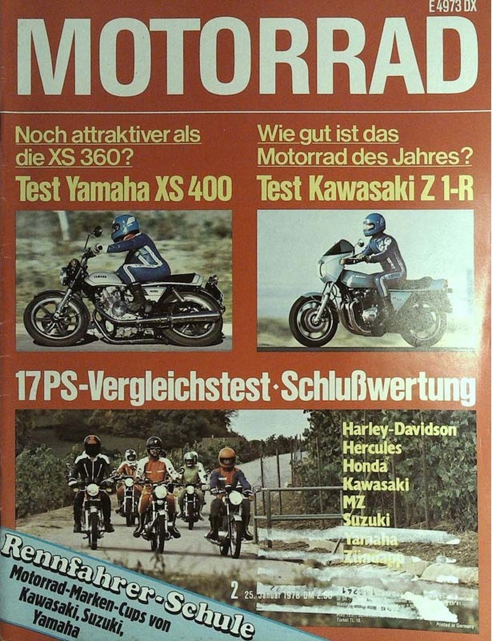 Motorrad Magazin Deutschland 1978-02 Yamaha Kawasaki Harley-Davidson Hercules Honda
