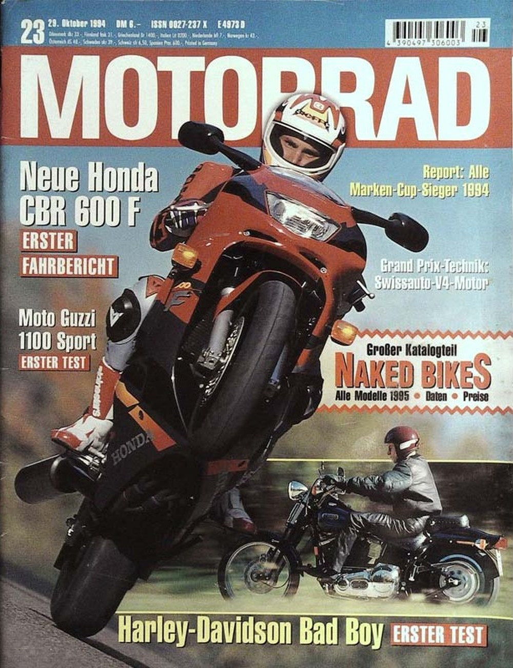 Motorrad Magazin Deutschland 1994-23 Honda CBR 600 F Fahrbericht Moto Guzzi 1100 Sport