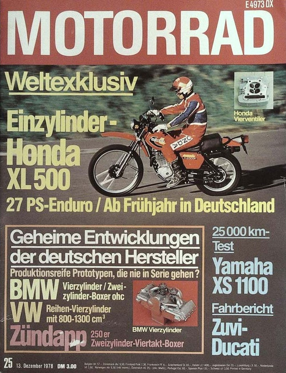 Motorrad Magazin Deutschland 1978-25 Honda XL 500 Einzylinder-Enduro Yamaha XS 1100