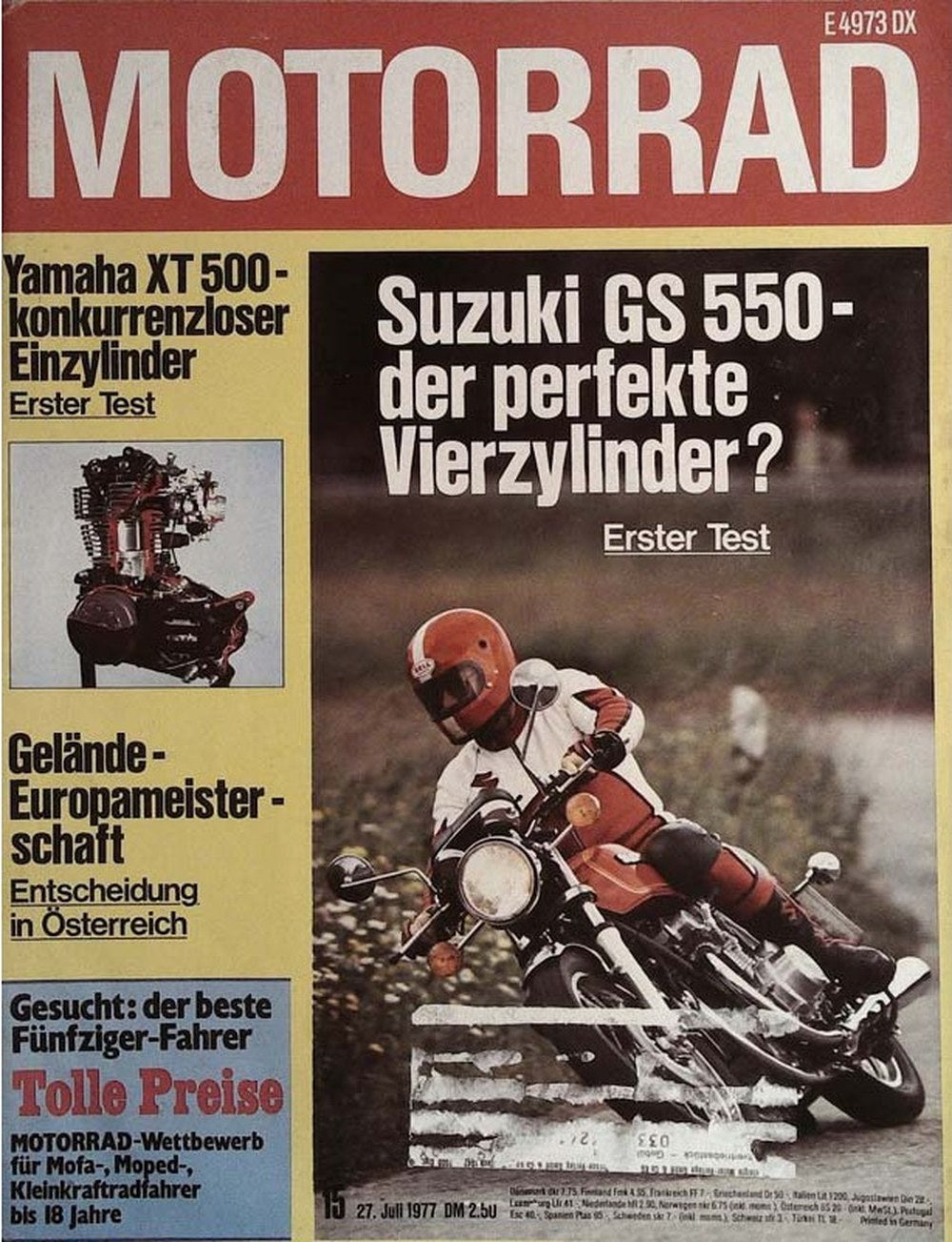 Motorrad Magazin Deutschland 1977-15 Suzuki GS 550 Yamaha XT 500 Vierzylinder