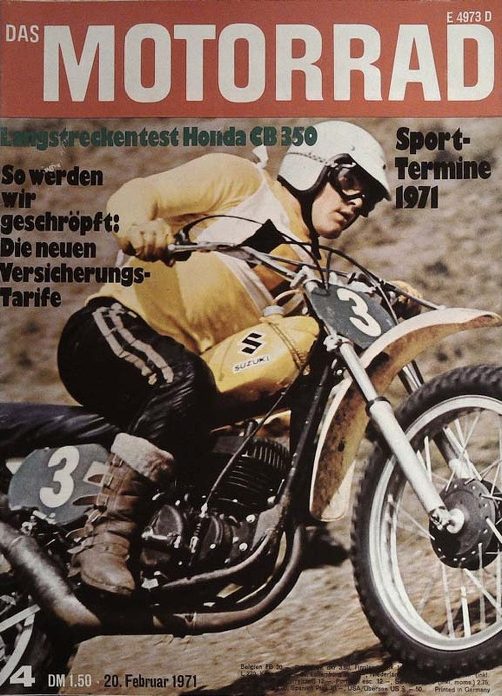 Motorrad Magazin Deutschland 1971-04 Motorcross Suzuki Motorräder Honda CB 350 Langstreckentest