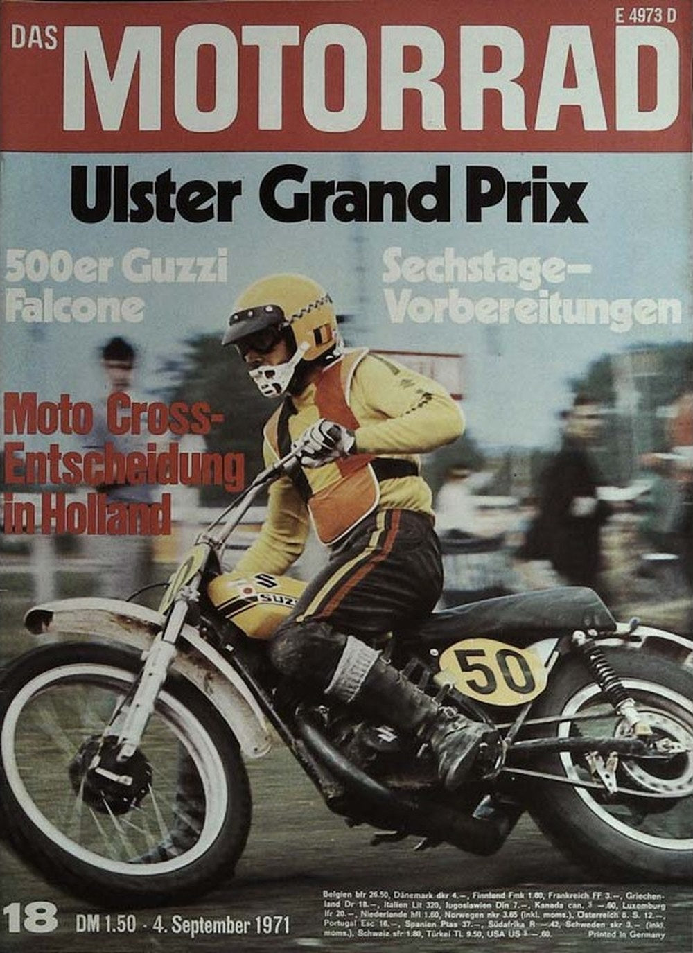 Motorrad Magazin Deutschland 1971-18 Motorcross Ulster Grand Prix Moto Guzzi Falcone 500